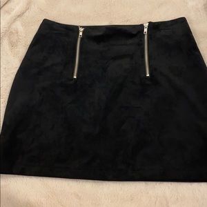 Black velvet mini skirt